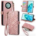 For Honor X9A Geometric Zipper Wallet Side Buckle Leather Phone Case(Pink) - 1