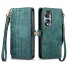 For Honor X9A Geometric Zipper Wallet Side Buckle Leather Phone Case(Green) - 2