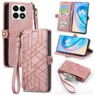 For Honor X8A Geometric Zipper Wallet Side Buckle Leather Phone Case(Pink) - 1