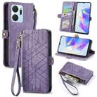 For Honor X7A Geometric Zipper Wallet Side Buckle Leather Phone Case(Purple) - 1