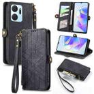 For Honor X7A Geometric Zipper Wallet Side Buckle Leather Phone Case(Black) - 1
