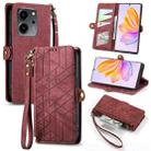 For Honor 80 SE Geometric Zipper Wallet Side Buckle Leather Phone Case(Red) - 1