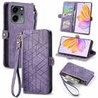 For Honor 80 SE Geometric Zipper Wallet Side Buckle Leather Phone Case(Purple) - 1