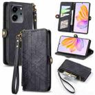 For Honor 80 SE Geometric Zipper Wallet Side Buckle Leather Phone Case(Black) - 1