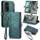 For Honor V40 Geometric Zipper Wallet Side Buckle Leather Phone Case(Green) - 1