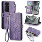 For Honor V40 Geometric Zipper Wallet Side Buckle Leather Phone Case(Purple) - 1