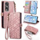 For Honor 80 Pro Geometric Zipper Wallet Side Buckle Leather Phone Case(Pink) - 1