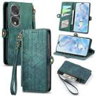 For Honor 80 Pro Geometric Zipper Wallet Side Buckle Leather Phone Case(Green) - 1