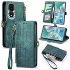 For Honor 80 Geometric Zipper Wallet Side Buckle Leather Phone Case(Green) - 1