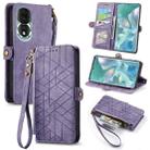 For Honor 80 Geometric Zipper Wallet Side Buckle Leather Phone Case(Purple) - 1