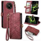 For Honor X40 GT Geometric Zipper Wallet Side Buckle Leather Phone Case(Red) - 1