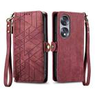 For Honor X40 GT Geometric Zipper Wallet Side Buckle Leather Phone Case(Red) - 2