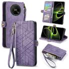 For Honor X40 GT Geometric Zipper Wallet Side Buckle Leather Phone Case(Purple) - 1