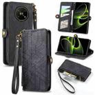 For Honor X40 GT Geometric Zipper Wallet Side Buckle Leather Phone Case(Black) - 1