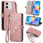 For Honor Play 6T Pro Geometric Zipper Wallet Side Buckle Leather Phone Case(Pink) - 1