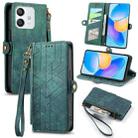 For Honor Play 6T Pro Geometric Zipper Wallet Side Buckle Leather Phone Case(Green) - 1