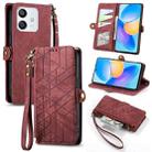 For Honor Play 6T Pro Geometric Zipper Wallet Side Buckle Leather Phone Case(Red) - 1