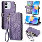 For Honor Play 6T Pro Geometric Zipper Wallet Side Buckle Leather Phone Case(Purple) - 1