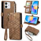 For Honor Play 6T Pro Geometric Zipper Wallet Side Buckle Leather Phone Case(Brown) - 1