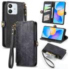 For Honor Play 6T Pro Geometric Zipper Wallet Side Buckle Leather Phone Case(Black) - 1