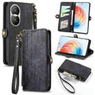 For Honor X40i Geometric Zipper Wallet Side Buckle Leather Phone Case(Black) - 1