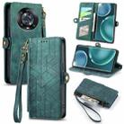 For Honor Magic4 Pro Geometric Zipper Wallet Side Buckle Leather Phone Case(Green) - 1