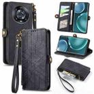 For Honor Magic4 Pro Geometric Zipper Wallet Side Buckle Leather Phone Case(Black) - 1