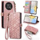 For Honor Magic4 Lite Geometric Zipper Wallet Side Buckle Leather Phone Case(Pink) - 1