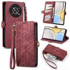 For Honor Magic4 Lite Geometric Zipper Wallet Side Buckle Leather Phone Case(Red) - 1