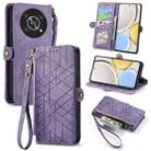 For Honor Magic4 Lite Geometric Zipper Wallet Side Buckle Leather Phone Case(Purple) - 1