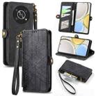 For Honor Magic4 Lite Geometric Zipper Wallet Side Buckle Leather Phone Case(Black) - 1