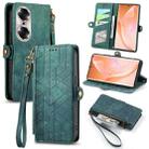 For Honor 60 Pro Geometric Zipper Wallet Side Buckle Leather Phone Case(Green) - 1