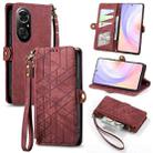 For Honor 50 SE Geometric Zipper Wallet Side Buckle Leather Phone Case(Red) - 1