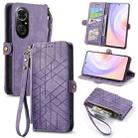 For Honor 50 SE Geometric Zipper Wallet Side Buckle Leather Phone Case(Purple) - 1