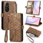 For Honor 50 SE Geometric Zipper Wallet Side Buckle Leather Phone Case(Brown) - 1