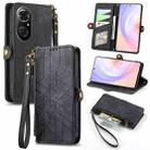 For Honor 50 SE Geometric Zipper Wallet Side Buckle Leather Phone Case(Black) - 1