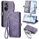 For Honor 50 Geometric Zipper Wallet Side Buckle Leather Phone Case(Purple) - 1