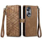 For Honor 50 Geometric Zipper Wallet Side Buckle Leather Phone Case(Brown) - 2