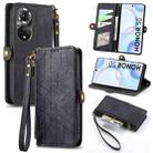 For Honor 50 Geometric Zipper Wallet Side Buckle Leather Phone Case(Black) - 1