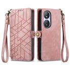 For Honor Play 50 Plus Geometric Zipper Wallet Side Buckle Leather Phone Case(Pink) - 1