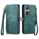 For Honor Play 50 Plus Geometric Zipper Wallet Side Buckle Leather Phone Case(Green) - 1