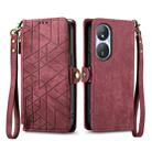 For Honor Play 50 Plus Geometric Zipper Wallet Side Buckle Leather Phone Case(Red) - 1