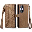 For Honor Play 50 Plus Geometric Zipper Wallet Side Buckle Leather Phone Case(Brown) - 1