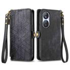 For Honor Play 50 Plus Geometric Zipper Wallet Side Buckle Leather Phone Case(Black) - 1