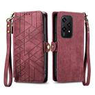 For Honor 200 Lite Global  Geometric Zipper Wallet Side Buckle Leather Phone Case(Red) - 1