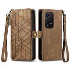 For Honor 200 Lite Global  Geometric Zipper Wallet Side Buckle Leather Phone Case(Brown) - 1