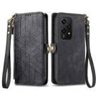 For Honor 200 Lite Global  Geometric Zipper Wallet Side Buckle Leather Phone Case(Black) - 1