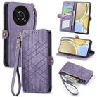 For Honor X30 Geometric Zipper Wallet Side Buckle Leather Phone Case(Purple) - 1