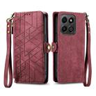 For Honor 200 Smart Geometric Zipper Wallet Side Buckle Leather Phone Case(Red) - 2