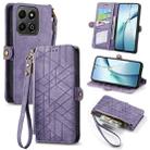 For Honor 200 Smart Geometric Zipper Wallet Side Buckle Leather Phone Case(Purple) - 1